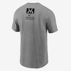 Celebrate those who served in this sweat-wicking, classic-fit Nike tee. Veteran T Shirts, Nike Tee, Military Veterans, Nike Tees, Nike Dri Fit, Dri Fit, Dark Grey, Heathers, Air Jordans