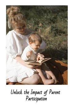 a woman sitting next to a baby reading a book