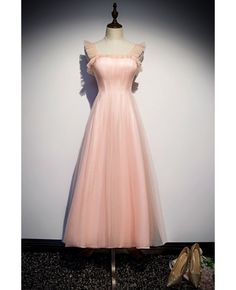 Get 10% off now! Buy pretty pink aline tulle tea length party dress at cheap price online. Free stable shipping and pro custom service since 2009. Ankle Length Prom Dress, Tea Length Prom Dress, Tulle Straps, High Neck Prom Dress, Prom 2022, Dresses For Wedding Guests, Haute Couture Wedding Dress, 2024 Dresses, Prom Inspo