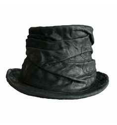 Heathen Tip Top Crunched Leather Top Hat | Delicious Boutique Adjustable Leather Top Hat With High Crown, Fitted Leather Hat With High Crown, Fitted Leather Top Hat With Short Brim, Fitted Leather Hat With Curved Brim, Fitted Leather Top Hat With High Crown, Fitted Leather Top Hat With Flat Brim, Fitted Leather Hat With Short Brim, Fitted Black Leather Top Hat, Fitted Leather Fedora Hat