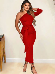 Description
Material:90% Polyester & 10% Spandex.
Features:Solid color. tie-up. one shoulder. sleeveless. long sleeve. backless. bodycon. elegant. ruched. midi dresses.
Style:Wedding & Party. Ruched Midi Dress, Half Sleeve Dresses, Red Midi Dress, Sleeve Dresses, Daily Dress, Midi Dress Bodycon, Bandage Dress, Red Fashion, Midi Dresses