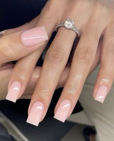 Light Pink Square Nails, Pink Square Nails, Light Pink Square, Tapered Square Nails, Milky Nails, Light Pink Nails, Nude Nail Designs, Basic Nails