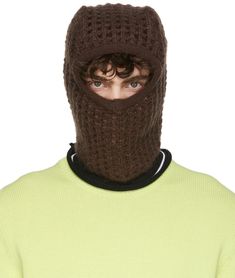 Open knit wool-blend balaclava in brown. Cut-out at face. Face masks and face coverings are final sale and are not eligible for return or exchange. Supplier color: Chocolate Balaclava Fashion, Portraits Men, Givenchy Hoodie, Givenchy Clothing, Face Face, Dragon Bracelet, Color Chocolate, Face Coverings, Open Knit