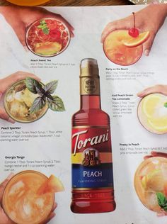 a menu with different types of drinks on it