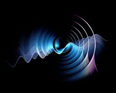 an abstract blue and pink background with wavy lines in the center, on a black background