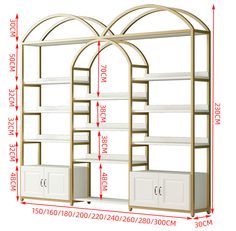 the measurements for a bookcase with two doors and three shelves on each side are shown