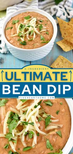 Ultimate Bean Dip Top Dip Recipes, Easy Bean Dip, Refried Bean Dip, Bean Dip Recipe, Bean Dip Recipes, Bowl Party Food, Superbowl Appetizers, Low Carb Snack, Football Party Food