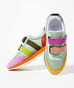 Who Is She? Make way for Conway, the newest addition to our sneaker fam. You said color, you said comfort, you said mismatch, so for Conway, we took it and ran with it. Inspired by 70s retro sneakers and finished with our signature mismatch take, she’s all sport, all funk, and all the colors (this is a Charlotte Stone shoe after all). We gave her logo-embossed leather heel counters and padded nylon sport mesh uppers for breathability so you quite literally don’t sweat the small stuff. 🙃 In othe Moon Shoes, Quirky Shoes, Charlotte Stone, Leather Flats Women, Colorful Sneakers, Small Stuff, Retro Sneakers, 70s Retro, By Charlotte