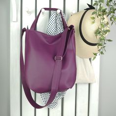 Purple hobo purse for women, custom zipper crossbody boho bag, durable tote bag, shoulder work bag, convertible vegan soft leather handbag If you think about new purple hobo bag for women, this custom soft vegan leather boho tote is just for you. You can carry it in your hand, on the shoulder or crossbody purse. It easily converts from handbag to messenger. Practical- roomy, convertible, durable, fastened with a zipper. Perfect for everyday use - can be a good companien for a work outfit and fit Boho Crossbody Bag, Tote Bag Custom, Soft Leather Handbags, Boho Tote, Designer Leather Handbags, Purse For Women, Hobo Purse, Work Tote, Purple Leather