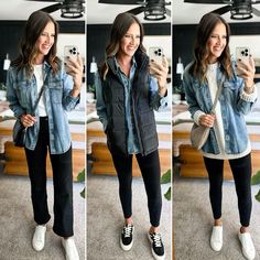 Athleisure Fall Capsule Wardrobe, Fall Leggings Outfit 2024, Fall Capsule Wardrobe 2024, Chambray Shirt Outfits, Womens Chambray Shirt, Olive Jeans, Small Wardrobe, Cropped Wide Leg Jeans, Ivory Sweater