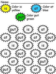 an image of color words worksheet