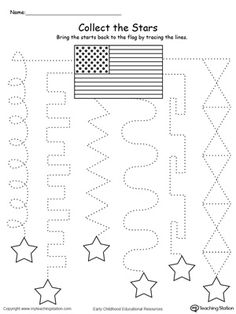 an american flag and stars worksheet for children to practice letter recognition with numbers