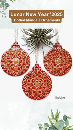 Personalized Hand Painted Wooden Bauble Mandala Ornament for Chinese New Year 2025 Home Decoration | Original Dot Art Mandala Painting by 'EvArtes ©️ | #chinesenewyear #2025 #redandgold #mandalapendant #luckycharm #mandalaornament #dotmandalaart #mandalapainting #woodenbauble #dotart #ornaments #Housewarminggift #homedecor #decorations #newyear #partycelebration #chinesegifts #lunarnewyear #oriental #chinesezodiac #china #geometric #bohodecor #bohodecor #chineselantern #etsyfinds #etsygifts