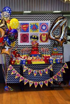 a birthday party with balloons and decorations