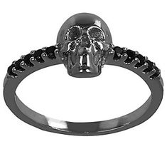 Showcase your bold, edgy style with this black spinel skull ring. From the Mistero Collection. Skull Engagement Ring, Spinel Gemstone, Edgy Style, Black Spinel, Skull Ring, Edgy Fashion, Sterling Ring, Prong Setting, Jewelry Rings