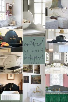 a collage of photos with the words envired kitchen backsplash on them