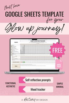 simple habit tracker printable Free Google Sheets Templates, Google Sheets Aesthetic, Glow Up Inspiration, Free Habit Tracker, Google Sheets Templates, Fonts Simple, Productivity Tracker, Life Tracker, Functional Aesthetic