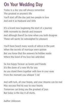 the poem on your wedding day