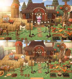 an animated farm scene is shown in three different stages, including the farmer's house