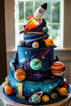 25 1st Birthday Cake Ideas for Your Little One's Big Day Birthday Cake For Kids Boy, Space Cakes Kids Boy Birthday, Cake Designs Birthday Kids Boy, Galaxy Theme Cake, Planet Birthday Cake, Birthday Theme For Baby Boy, Galaxy Themed Cake, Astronaut Birthday Cake, Space Cake Ideas