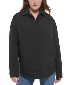 View More Calvin Klein Items   Calvin Klein Jeans Women’s Snap-Front Shirt Jacket, Black, XL Find comfort in this shirt inspired design by Calvin Klein Jeans. This jacket combines snap-front closures with a rounded hem for a timeless style. Approx. model height is 5'10" and she is wearing a size small Point collar; snap-front closures Shirt inspired round hem Slit pockets at hips; interior welt pocket Light quilted lining Polyester Machine washable Imported   Shipping Details Payment Information Customer Service Shipping Cost We generally ship FREE in USA, otherwise please look item shipping info. For international buyers we welcome combining. Delivery Time We generally ship same business day, expedite shipping if otherwise stated. International Buyers Import duties, taxes, and charges are Calvin Klein Jeans Women, Blazer Shirt, Pocket Light, Jeans Women, Jackets Online, Calvin Klein Jeans, Shirt Jacket, Vest Jacket, Jumpsuit Dress