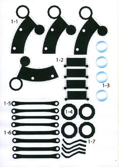 an image of parts for a car with numbers and symbols on it's side