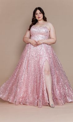 Showcase your sparkly side in this plus-size long sequin prom dress with pockets. Sure to wow your friends, this radiant long plus-size formal dress is fully sequined from the scoop neckline to the hem, while convenient pockets allow you to keep your valuables close by your side at prom, military balls, and other black-tie events. The option of a modesty panel is yours because this long plus-size evening gown has a lace-up back corset detail that offers a fitted look with or without the panel th Dresses With Corsets, Plus Prom Dresses, Plus Size Evening Gown, Gown For Prom, Prom Dresses With Pockets, Plus Size Prom, Plus Size Formal, Sequin Prom Dress, Plus Size Formal Dresses