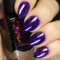 Ilnp Nail Polish, Fancy Nail Art, Shimmer Nail Polish, Elegant Nail Designs, Purple Nail Designs, Nail Shimmer, Holographic Nail Polish, Short Acrylic, Colorful Eye Makeup