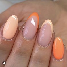 Casual Summer Nails, Nails Styles, Stylish Nails Designs, Orange Tones, Bright Nails, Shellac Nails, Popular Nails