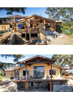 before and after pictures of a house being built