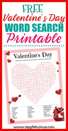 valentine's day word search printable with hearts on it and the words free