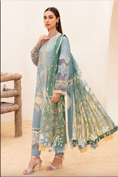 Readymade Ramsha Andaaz Luxury Lawn is crafted for sophisticated styling and effortless elegance. It features heavy threadwork embellishments and a perfectly tailored design, perfect for semi-casual and partywear. With a luxurious finish, you can enjoy a stylish, comfortable look. What's included: Kameez Bottoms Duppatta 100% Original Genuine Ramsha Designer Suit Please note our bust/chest measurements are taken from underarm to underarm and NOT the fullest part of the chest. NOTE: Sizes in numb Designer Suit, Semi Casual, Tailored Design, Suit Fabric, Pakistani Outfits, Designer Suits, Best Brand, Clothing Brand