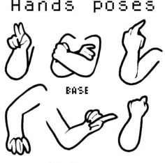 the hands pose are shown in black and white, with different positions for each hand