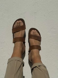 Leather Slide Sandals Men, Brown Sandals, Men's Sandals, Slip on Sandals, Greek Sandals, Summer Shoes, Made From Full Grain Leather. - Etsy Brown Leather Open Toe Footbed Sandals, Brown Double Strap Footbed Sandals With Leather Sole, Brown Leather Footbed Sandals With Single Toe Strap, Brown Toe Loop Sandals With Leather Footbed, Brown Double Strap Sandals With Leather Footbed, Brown Toe Ring Sandals With Leather Footbed, Brown Leather Sole Open Toe Footbed Sandals, Brown Leather Footbed Open-toe Sandals, Brown Leather Footbed Sandals For Beach