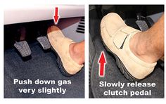 there are two pictures that show how to put the foot pedals on a car