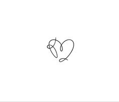 the outline of a heart is shown in black and white, with one line drawn across it