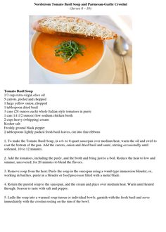 the recipe for tomato soup with parmesan bread is shown in this page,