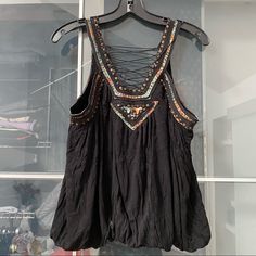 Never Worn Brand New No Damage Send Me An Offer!! Black Embroidered Festival Tops, Black Embellished Tops For Festival, Black Floral Embroidery Festival Top, Embroidered Tank Top, Embroidered Tank, People Clothes, Free People Black, Send Me, Free People Tops