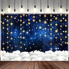 an image of stars and clouds in the night sky wallpaper mural decal set