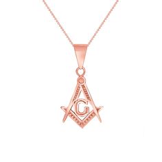 Masonic Freemasonry Charm Pendant Necklace in Solid Gold This unusual charm pendant necklace features a polished design that does not shy away from the unconventional. Product Information Metal: 14K Yellow/White/Rose Gold Weight: .94 g Dimensions: 13 mm. x 10.5 mm. SKU: QM885C Made in Los Angeles, CA Rose Gold Necklaces With Charms And Round Pendant, Rose Gold Necklace With Round Pendant Charms, Symbolic Rose Gold Tarnish Resistant Necklace, Symbolic Rose Gold Tarnish-resistant Necklaces, Symbolic Rose Gold Tarnish-resistant Necklace, Symbolic Rose Gold Necklace, Symbolic Rose Gold Pendant Jewelry, Engraved Rose Gold Square Pendant Jewelry, Rose Gold Symbolic Pendant Jewelry