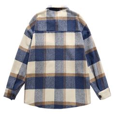 Women's Woolen Shirt Jacket Plaid Single Breasted Long Sleeve Jacket Oversized Boyfriend Style Trendy Oversized Plaid Outerwear, Oversized Collared Winter Top, Oversized Collared Tops For Winter, Casual Oversized Plaid Outerwear, Casual Shacket For Winter Streetwear, Casual Winter Shacket For Streetwear, Plaid Outerwear For Streetwear In Fall, Plaid Outerwear For Fall Streetwear, Casual Plaid Outerwear With Lapel Collar