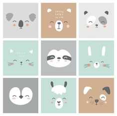 four squares with different animals on them, one has eyes closed and the other has ears open