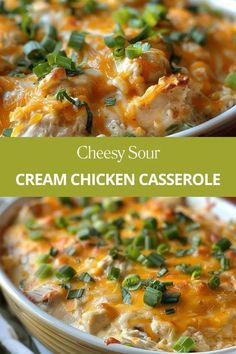 cheesy sour cream chicken casserole in a bowl