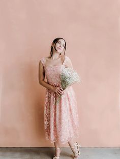 Alexandra Pink Jacquard Midi Dress Spring Event, Pink And Silver, Welcome To The Party, Embroidered Fabric, Half Up Hair, Best Dressed, Half Up, Fitted Bodice, Spring Wedding