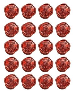 red wax seals with an image of a tree on them