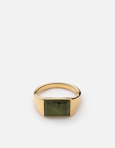 The men's Lennox Jasper Ring features jasper set in a 14k gold band. Inspired by the 70s with emphasis on the horizontal stone and thin band, this piece adds subtle retro flair to any look.[tab]Specifications[/tab]Base Metal: 14k Yellow GoldPlating: Polished Material: Jasper Green StoneDimensions: L: 12.5mm W: 9.5mmGauge: 2.78mmStone Count: 1Carat Weight: 2.64 Gold Pinky Ring, Jasper Ring, Onyx Ring, Mens Gold, The 70s, Mellow Yellow, Pinky Ring, Fine Earrings, Men's Rings