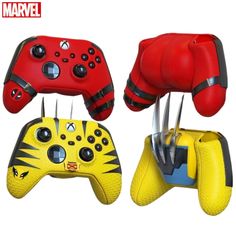 three different types of video game controllers