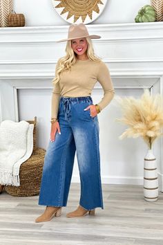 Neely is 5'6" and wearing a size small. (4/6) Runs roomy! Measurements based on size small: Length: 39in Inseam: 28in Materials: 100% cotton Pants Large, Curvy Dress, Wedge Sneakers, Washed Denim, Wide Pants, Outerwear Sweater, New Tops, Denim Wash, Bottoms Pants