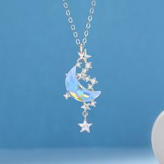 قلادات متدلية, Galaxy Necklace, Necklace Moon, Magical Jewelry, Moon Pendant Necklace, Star Pendant Necklace, Wedding Party Jewelry, Moon Jewelry, Moonstone Necklace