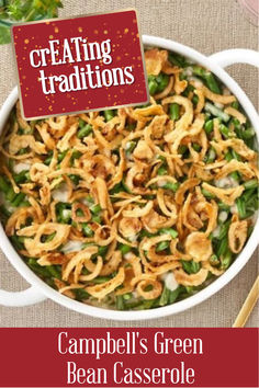 Campbell's Green Bean Casserole French's Green Bean Casserole, Holiday Casseroles, Crispy Fried Onions, Best Green Bean Casserole, Classic Green Bean Casserole, Green Bean Casserole Easy, French Green Beans, Greenbean Casserole Recipe, Thanksgiving Cooking